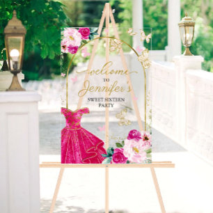 Hot rose papillon Sweet 16 Bienvenue