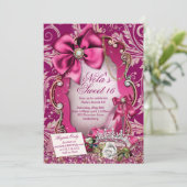 Hot rose Sweet 16 Invitations (Debout devant)