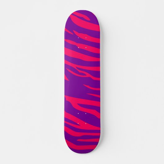 Hot rose violet Zebra Print Animal Mini Skateboard (Devant)