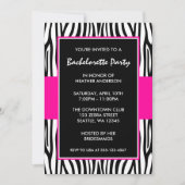Hot rose Zebra Bachelorette Invitations (Devant)