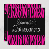Hot rose Zebra Moderne Quinceanera Invitations (Devant / Derrière)