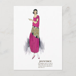 Hot-roze 1920s flatteress art deco-Briefkaart Briefkaart