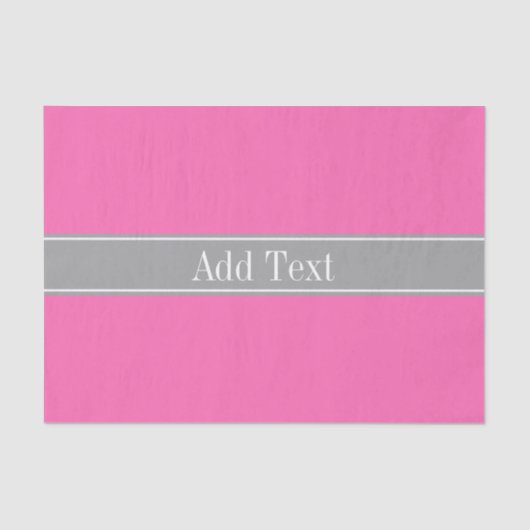 Hot-roze #2, donkergrijs monogram op naam van ribb tissuepapier (Voorkant)