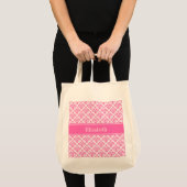 Hot-roze 2-Whisky Damask #3 Hot-roze naamMonogram Tote Bag (Voorkant (product))
