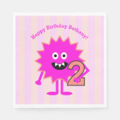 Hot Roze 2e Verjaardag Meisje Monster Schattige Fu Servet (Voorkant)