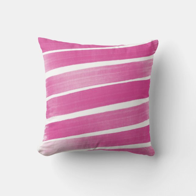Hot-roze Abstracte strips buitenshuis Pillow Buitenkussen (Voorkant)