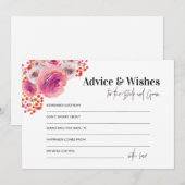 Hot-roze advies en wensen voor bride- en Groom-Kaa Notitiekaartje (Voorkant / Achterkant)