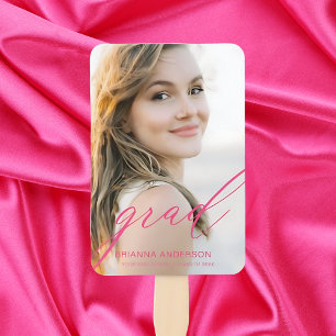 Hot roze Afstuderen modern script minimalistische  Handwaaier