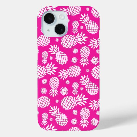 Hot-roze anananassen en bloempatroon Case-Mate iPhone case (Achterkant)