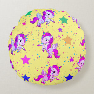 Hot-roze Baby Unicorns Pillow Rond Kussen