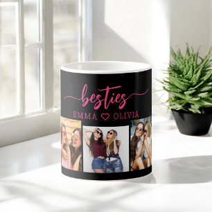 Hot roze besties vrienden 3 foto collage Keepsake Koffiemok