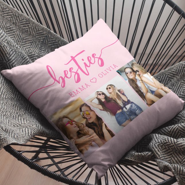 Hot roze besties vrienden 3 foto collage kussen (Creator heeft geüpload)