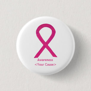Hot-roze bewustmakingsribbon aangepaste kunstspell ronde button 3,2 cm