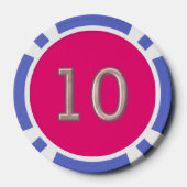 Hot Roze blauw 10 gestreepte poker chip (Achterkant)