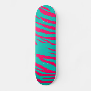 Hot Roze Blauwgroen Zebra Print Animal Comp Skateb Skateboard