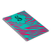 Hot Roze Blauwgroen Zebra Print Dierlijke Spiraal Notitieboek (Rechterzijde)