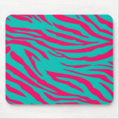 Hot Roze Blauwgroen Zebra Print Gepersonaliseerde Muismat (Voorkant)