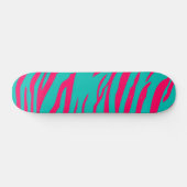 Hot Roze Blauwgroen Zebra Print Old School Skatebo Skateboard (Horizontaal)