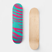 Hot Roze Blauwgroen Zebra Print Old School Skatebo Skateboard (Voorkant)