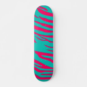 Hot Roze Blauwgroen Zebra Print Old School Skatebo Skateboard