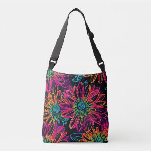 Hot-roze bloemen crossbody tas