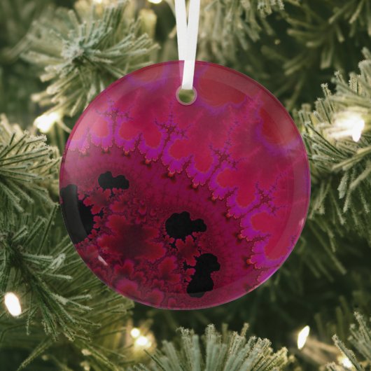 Hot-roze Brain Waves Fractal Abstract Suncatcher Glas Ornament (Insitu)