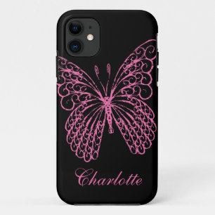 Hot-roze Butterfly iPhone 5Hoesje-MateBarelyDaar iPhone 11 Hoesje