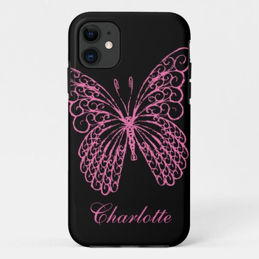 Hot-roze Butterfly iPhone 5Hoesje-MateBarelyDaar Case-Mate iPhone Case (Achterkant)