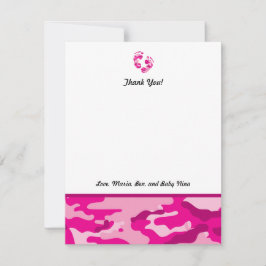 Hot-roze Camo-Baby shower Bedankkaart