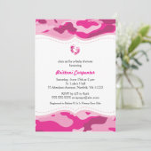 Hot-roze Camo-Baby shower Kaart (Staand voorkant)