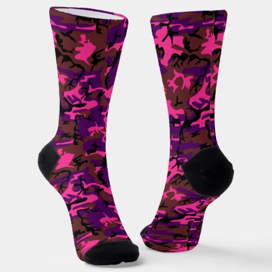 Hot-roze Camo-Sokken Sokken (Gebogen)