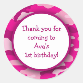 Hot roze camo verjaardagsfeestje gunst Stickers