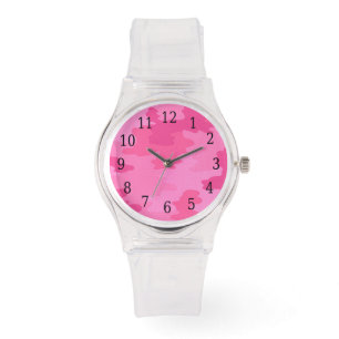 Hot-roze camouflage horloge