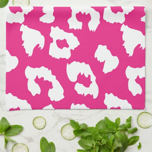 Hot-roze Cheetah Leopard Print Theedoek (Gevouwen)