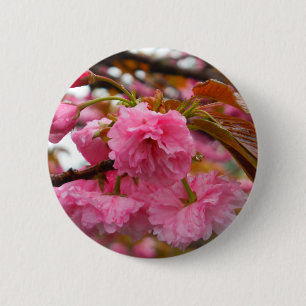 Hot-roze Cherry Blossom Flowers Ronde Button 5,7 Cm