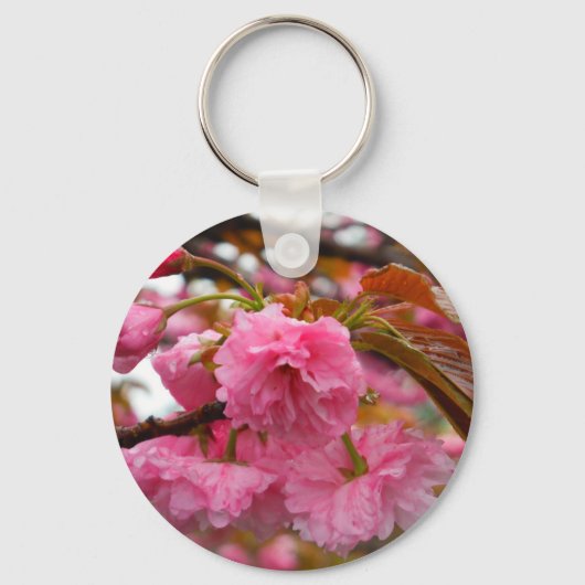 Hot-roze Cherry Blossom Flowers Sleutelhanger (Voorkant)