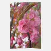 Hot-roze Cherry Blossom Flowers Theedoek (Verticaal)
