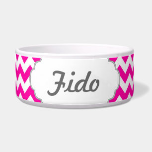Hot-roze Chevrons - Voeg uw eigen tekst toe Voerbakje