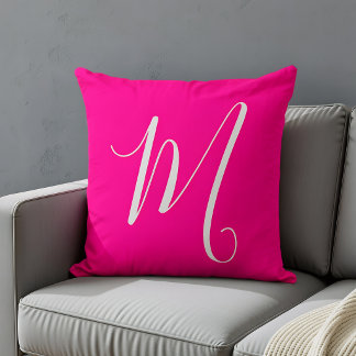 hot roze chic monogram kussen