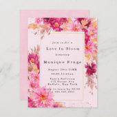 Hot-roze Chrysanthemumliefde bij Bloom Weddenschap Kaart (Voorkant / Achterkant)