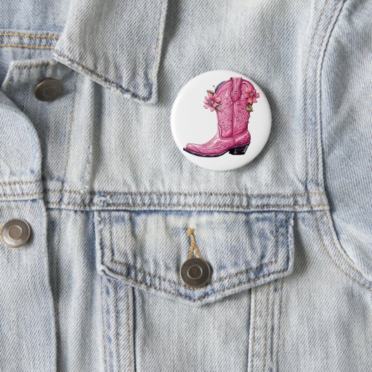 Hot roze cowgirl laars howdy ronde button 5,7 cm (In situ)