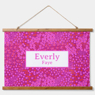 Hot Roze Custom Baby Meisje Naam Kwekerij Decor Hangend Wandkleed