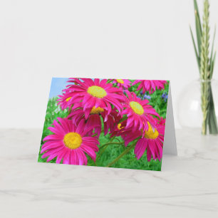 Hot-roze Daisies Bedankkaart