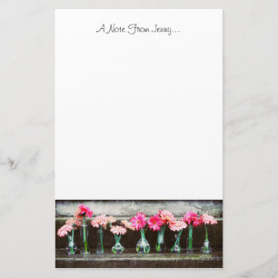 Hot-roze Daisies in Vases Briefpapier