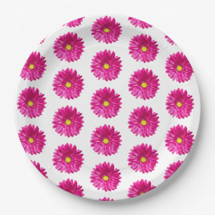 Hot Roze Daisy Bloemen Papier Borden Papieren Bordje