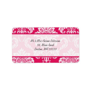 Hot-roze Damask Adresetiketten Etiket
