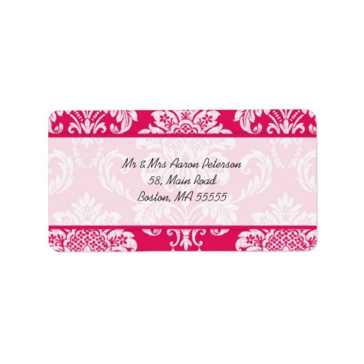 Hot-roze Damask  Adresetiketten Etiket (Voorkant)
