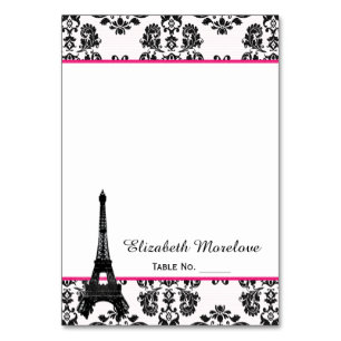 Hot Roze Damask Eiffel Tower Tent Plaats Kaarten