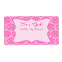 Hot-roze Damask Girl Baby shower Aangepaste naam L