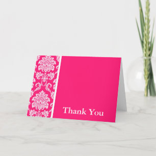 Hot-roze Damask Hartelijk dank Bedankkaart